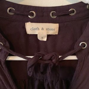 Cloth & Stone Purple Tie Neck Blouse